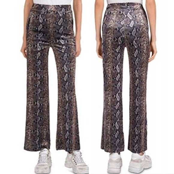 Kooples X Sport Velvet Flared Snakeskin Athleisure Track Pants Size 1 - Picture 1 of 13